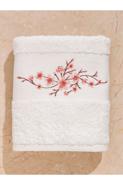 LC Waikiki Ecru Floral Embroidered Face Towel 50X80 cm