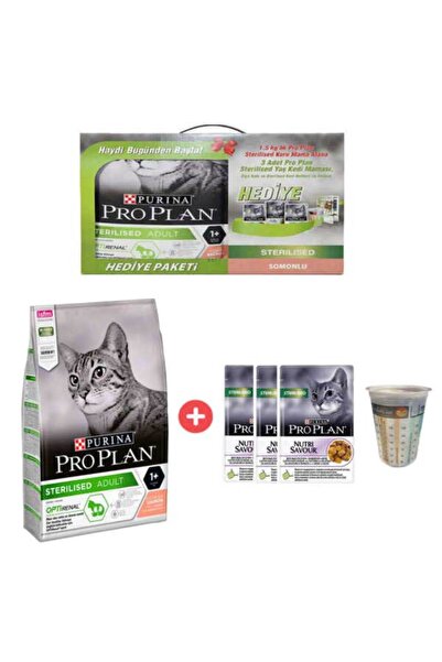 Pro Plan Somonlu Kısırlaştırılmış Kedi Maması 1,5kg + 3 Adet Yaş Mama ve Ölçü Kabı HEDİYE!