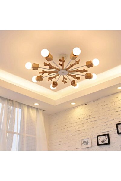 SimaAvize Postmodern Flake Ahşap Dal Avize 8lı