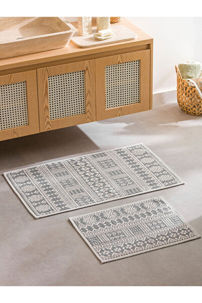 LC Waikiki Gray Patterned Bath Mat Set of 2