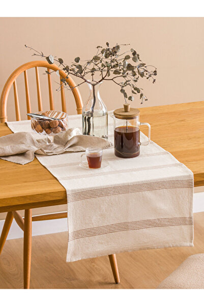 LC Waikiki Beyaz Çizgi Desenli Runner 45x150 cm