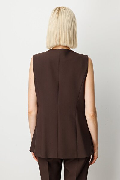 Ekol Buttoned Front Vest with Pocket 5007-25K Brown