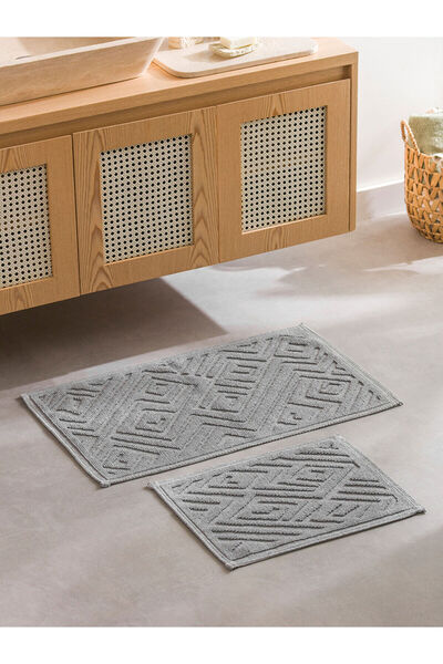LC Waikiki Gray Patterned Bath Mat Set of 2