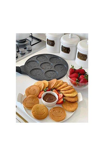 Demir Çeyiz Dmr Life Emoji Granite Pancake Pan 28 cm Cast Granite (Fireproof-Non-Stick)