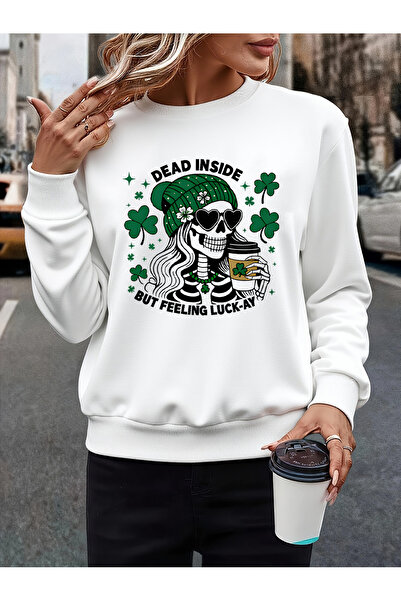 uyguntarz Unisex Dead Inside Printed Design Oversize Sweatshirt