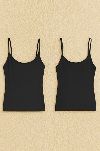 QKK Women's Cotton Lycra String Strap Combed Cotton 2-Piece Undershirt Q6K0K1T8Ka
