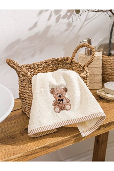 LC Waikiki Бежевий рушник для обличчя з вишивкою ведмедиком 50x80 см