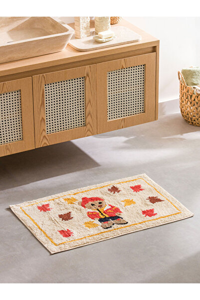 LC Waikiki Μικτό βελούδινο χαλάκι μπάνιου με κέντημα αρκούδας 50x80 εκ.