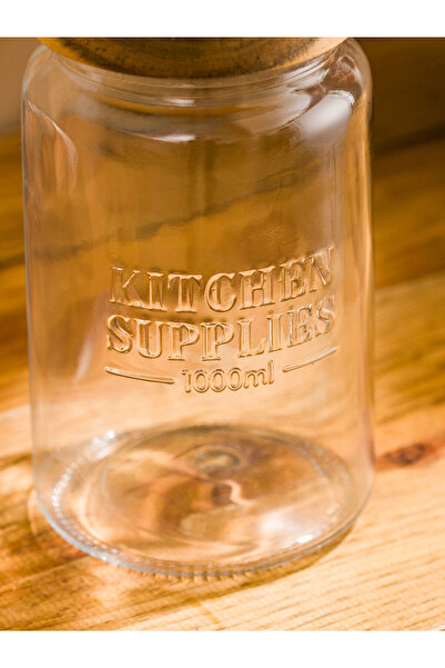 LC Waikiki Colorless Glass Jar with Wooden Lid 1000 ml