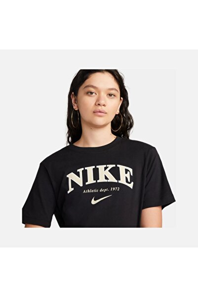 Nike Αθλητικά ρούχα Phoenix Printed Boyfriend γυναικεία φαρδιά και μακριά μαύρα μπλουζάκια -FB9962-010