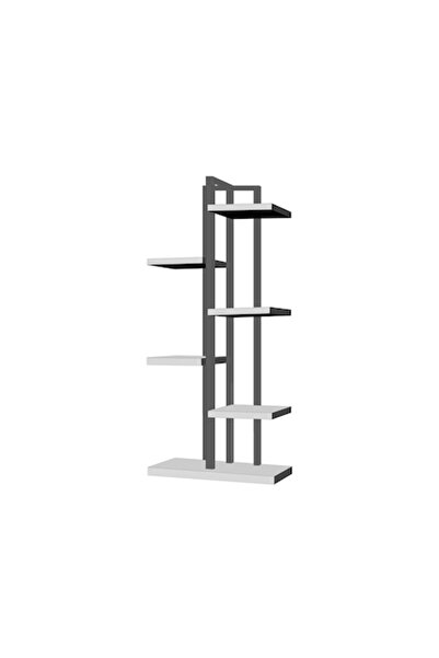 canvas Raft alb din lemn și metal, Î 122 cm x L 53 cm x L 25 cm