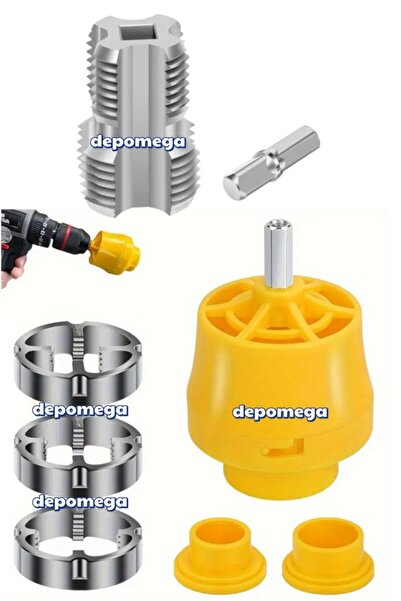 DepoMega 9 Parça İç Dış Plastik Boru Diş Açma Seti 1/2 - 3/4 - 1 No