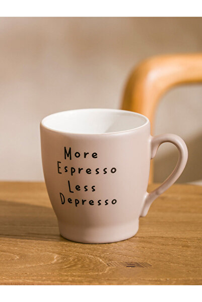 LC Waikiki Brown Text Printed Ceramic Mug Set of 2 260 ml