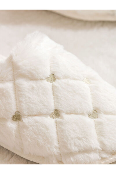 LC Waikiki Ecru Embroidered Women's House Slippers