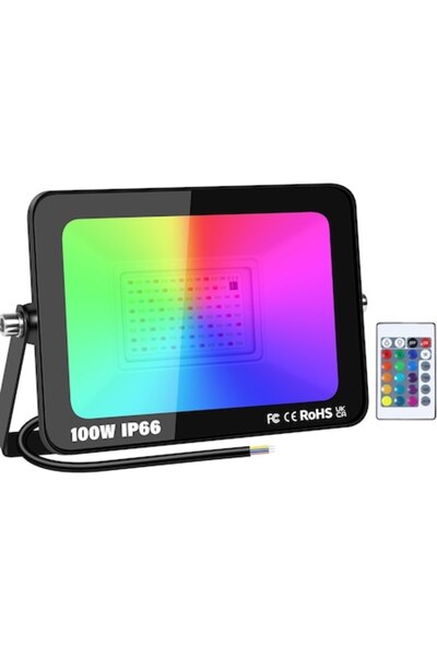 RIGIDON Proiector LED RGB de podea cu telecomandă, 100W, lumină albă și color...