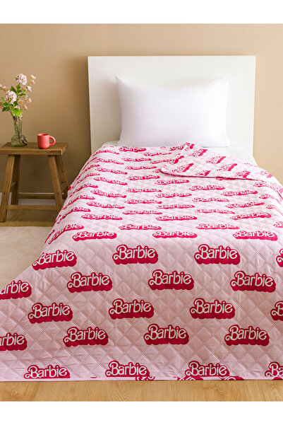 LC Waikiki Pembe Barbie Baskılı Tek Kişilik Yatak Örtüsü 160x220 cm