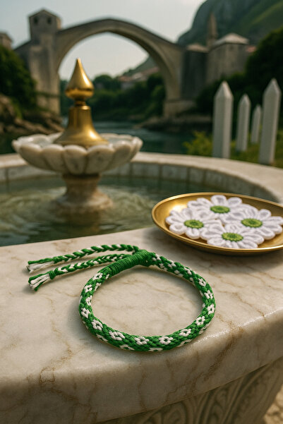 Günebakan Kumihimo İp Bileklik Srebrenitsa Çiçeği (Bağlamalı Model)