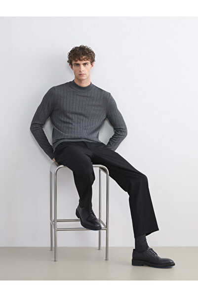 LC Waikiki Ανδρικό πλεκτό πουλόβερ σε γκρι μισό ζιβάγκο