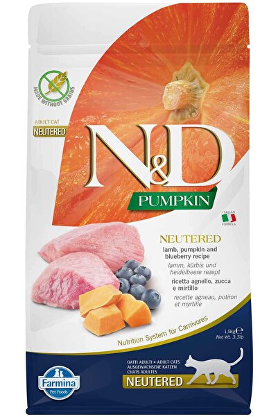 N&D ND Pumpkin Tahılsız Kuzu Eti Balkabağı ve Yaban Mersinli Kısırlaştırılmış Kedi Maması 1,5kg