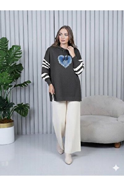 melita Women's Knitwear Hooded Tunic with Pants Knitted Bottom Top Set New Season