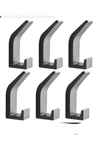OEM Set of 6 double aluminum hooks, rust and water resistant, 25 lbs capacity, for bathroom and kitchen