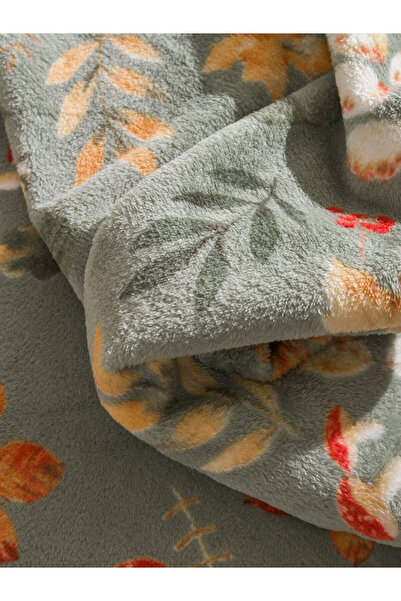 LC Waikiki Green Leaf Patterned Double Blanket 200X220 cm