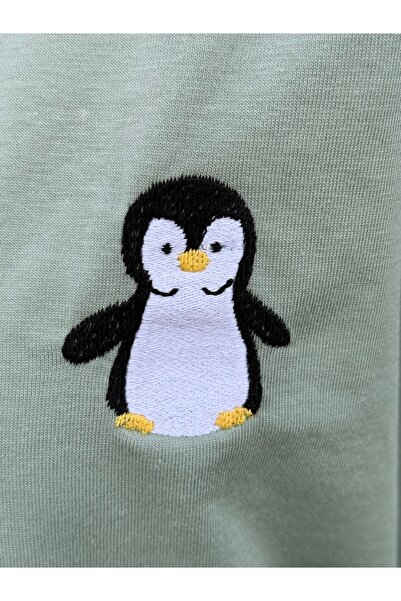 Atelier Masal Penguin Embroidered Women's Oversize Tshirt - Thick Fabric