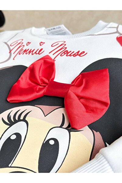 anonim Girl's Cotton Red Minnie Themed Set - Bow T-Shirt and Leggings