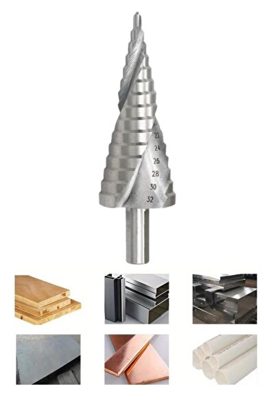 DepoMega Spiral Model 4-32 mm Kademeli Sac Delme Matkap Ucu Yüksek Kalite