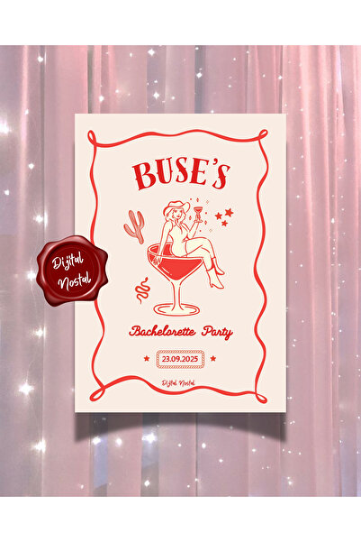 Dijital Nostal 10 Adet Bekarlığa Veda Kartı I Bride To Be Kartı Etkinlik Kart...