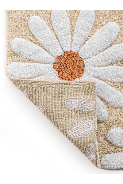 LC Waikiki Beige Floral Embroidered Bath Mat 50X80 cm