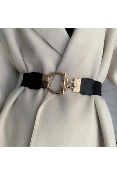 Mynoa Gold Buckle Elastic Women's Belt Coat Belt,