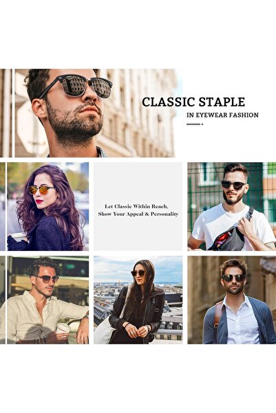 GQUEEN Classic Horn Rimmed Semi Rimless Polarized Sunglasses for Men Women GQO6