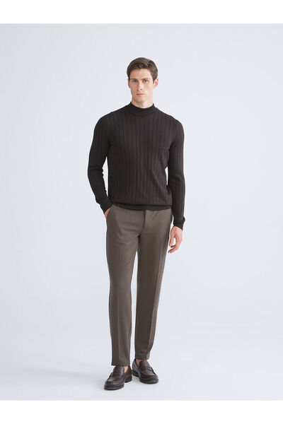 LC Waikiki Καφέ Πλεκτό Ανδρικό Πουλόβερ με μισό ζιβάγκο