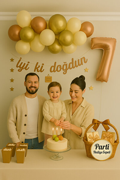 parti hediye sepeti Doğum Günü Balon Seti Rosegold Gold Beyaz | Rakam Folyo v...