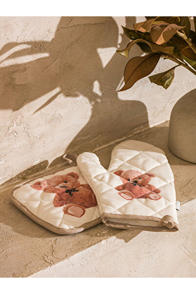 LC Waikiki Karişik Ayı Baskılı Fırın Eldiveni ve Tutaç