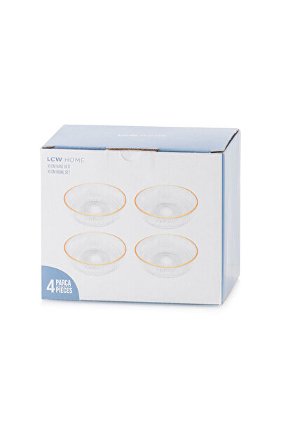 LC Waikiki Renksiz Desenli Cam Kase Seti 4'lü 10 cm