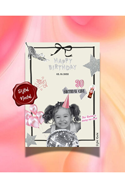 Dijital Nostal 10 Adet Happy Birthday Kişiye Özel Kart I Doğum Günü Kartı Etkinlik Kartı Parti Kartı