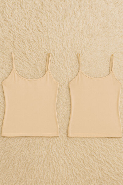 QKK Women's Cotton Lycra String Strap Combed Cotton 2-Piece Undershirt Q6K0K1T8Ka