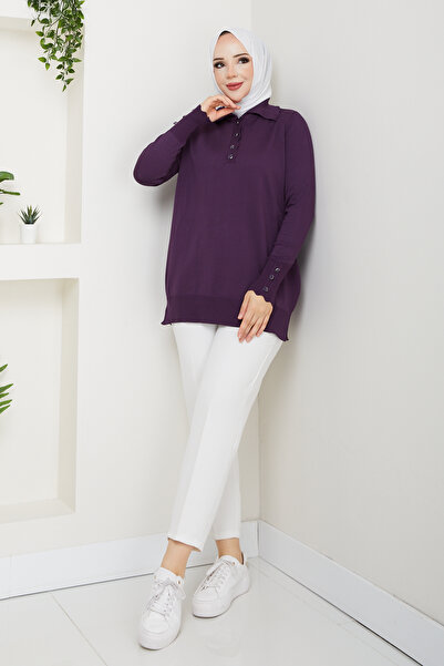 Pamuk Butik Γυναικείο Πλεκτό Μερσεριζέ με Λεπτομέρεια Πέτρας