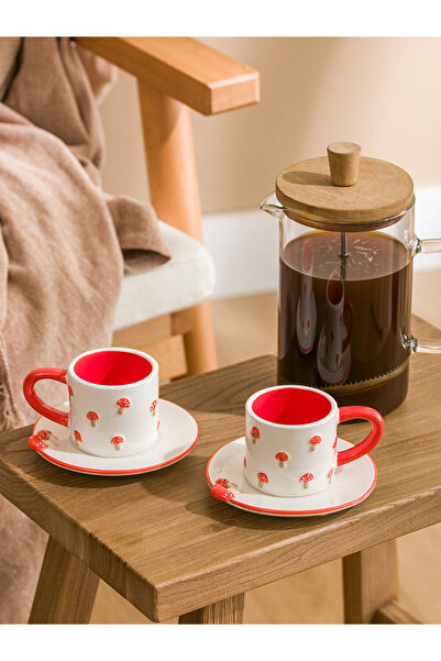 LC Waikiki Winter Collection Mushroom Pattern Double Personality Special Design Ceramic Coffee Cup Set 100 ml City