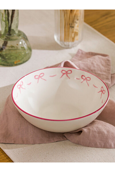 LC Waikiki Pink Bow Printed Ceramic Salad Bowl 20 cm