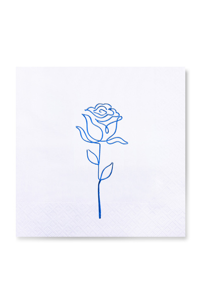Story 33X33 cm Blue Foil Rose Patterned White Paper Napkins Pack of 16