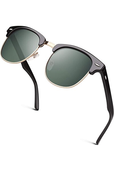 GQUEEN Classic Horn Rimmed Semi Rimless Polarized Sunglasses for Men Women GQO6