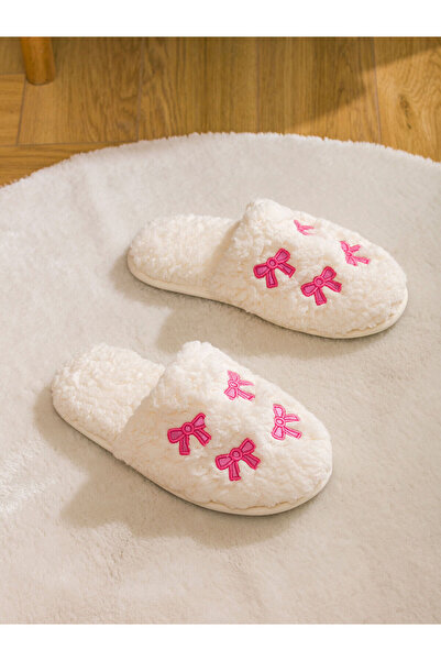 LC Waikiki Γυναικείες παντόφλες σπιτιού με κεντημένες βελούδινες παντόφλες LCW HOME