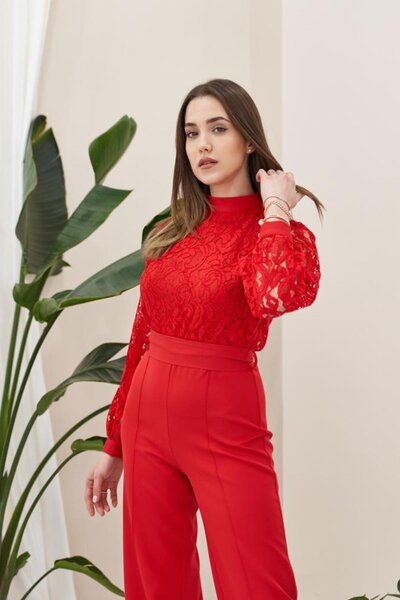 369 etnik butik Lace Detailed High Waist Stylish Women's Jumpsuit