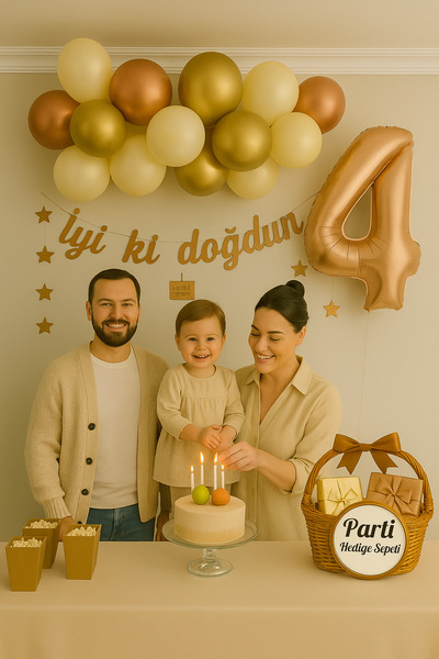 parti hediye sepeti Doğum Günü Balon Seti Rosegold Gold Beyaz | Rakam Folyo v...