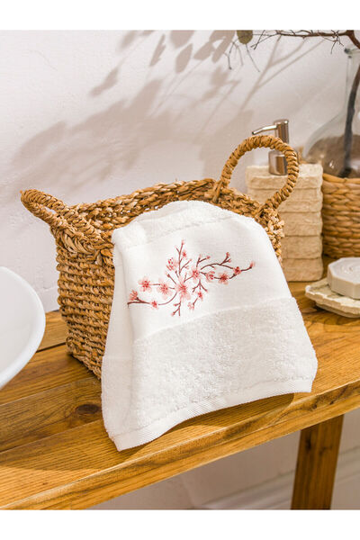 LC Waikiki Ecru Floral Embroidered Face Towel 50X80 cm