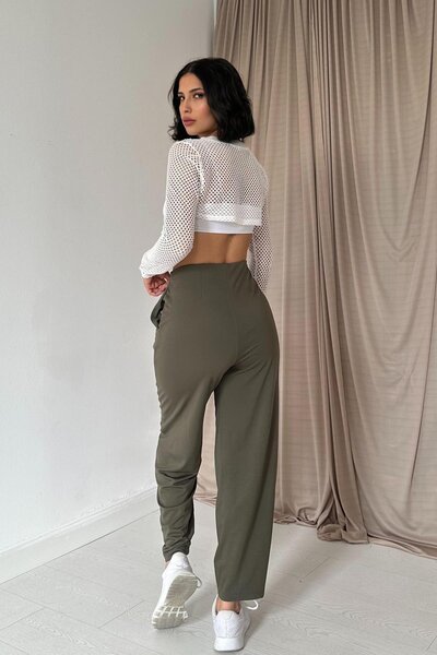 369 etnik butik High Waist Comfortable Fit Women's Trousers with Pockets