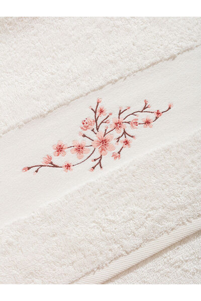 LC Waikiki Ecru Floral Embroidered Face Towel 50X80 cm